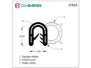 FLEXIBLE SELF GRIP RUBBER - SIDE SEAL - 1.6MM TO 3MM PANELS DX85
