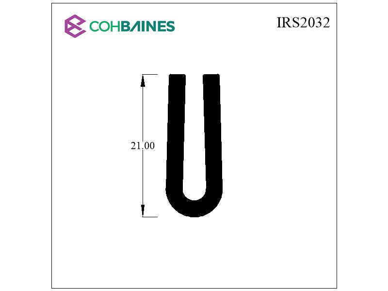 RUBBER U CHANNEL 3 X 3.5MM PANEL X 21MM HIGH IRS2032