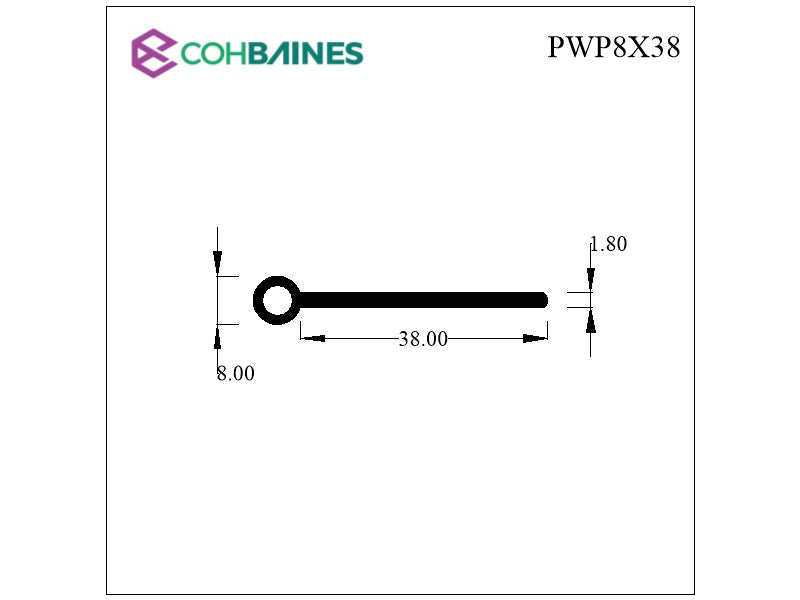 PLASTIC WING PIPING 8MM X 38MM PWP8X38