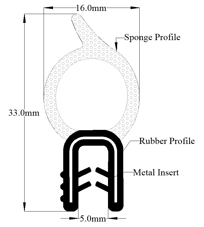 DX119 FLEXIBLE EPDM SELF GRIP RUBBER SEAL