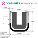 SINGLE TRACK RIGID FLOCK LINED SLIDING WINDOW CHANNEL RIGIDSINGLE-2M