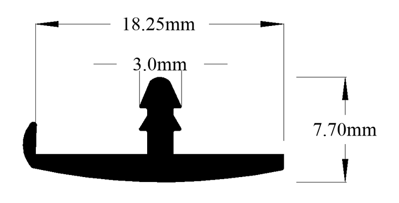 ST01-CHARCOAL GREY KNOCK ON TRIM SINGLE LIP 18MM