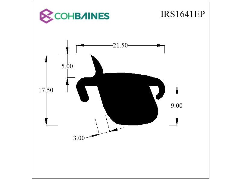 EPDM BLOCK SECTION WITH SIDE HOOKS AND OFFSET FLANGE IRS1641EP