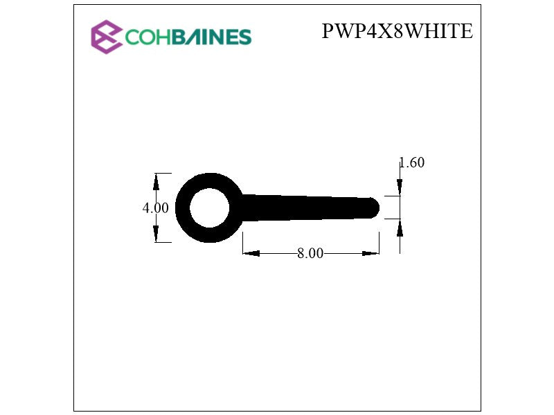 PLASTIC WING PIPING 4MM X 8MM WHITE PWP4X8WHITE