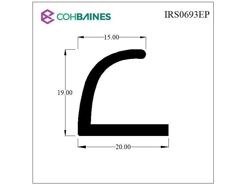 ANGLE RUBBER -3.65M LENGTH IRS0693-3.65M