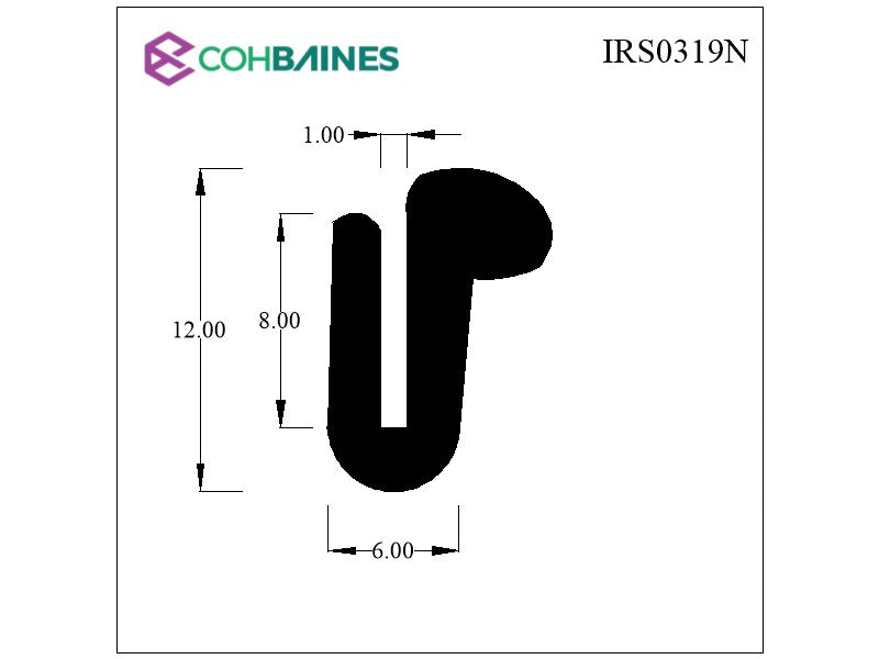 NEOPRENE CHANNEL WITH FLANGE     IRS0319N